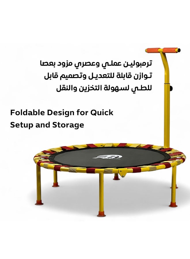 AL BADER 40 Inch Fitness Trampoline, T Shape Adjustable Foam Handle, Foldable Rebounder for Adults Fitness, Indoor Rebounder Exercise Trampoline Body Exercise And Fitness, For Adults And Kids - Image 3